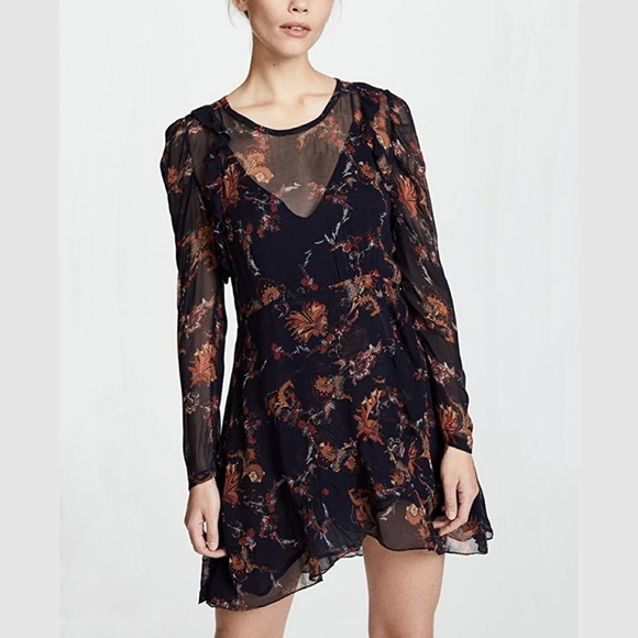 NWT IRO Loxie Dress Floral Shear Black Boho - Picture 1 of 9